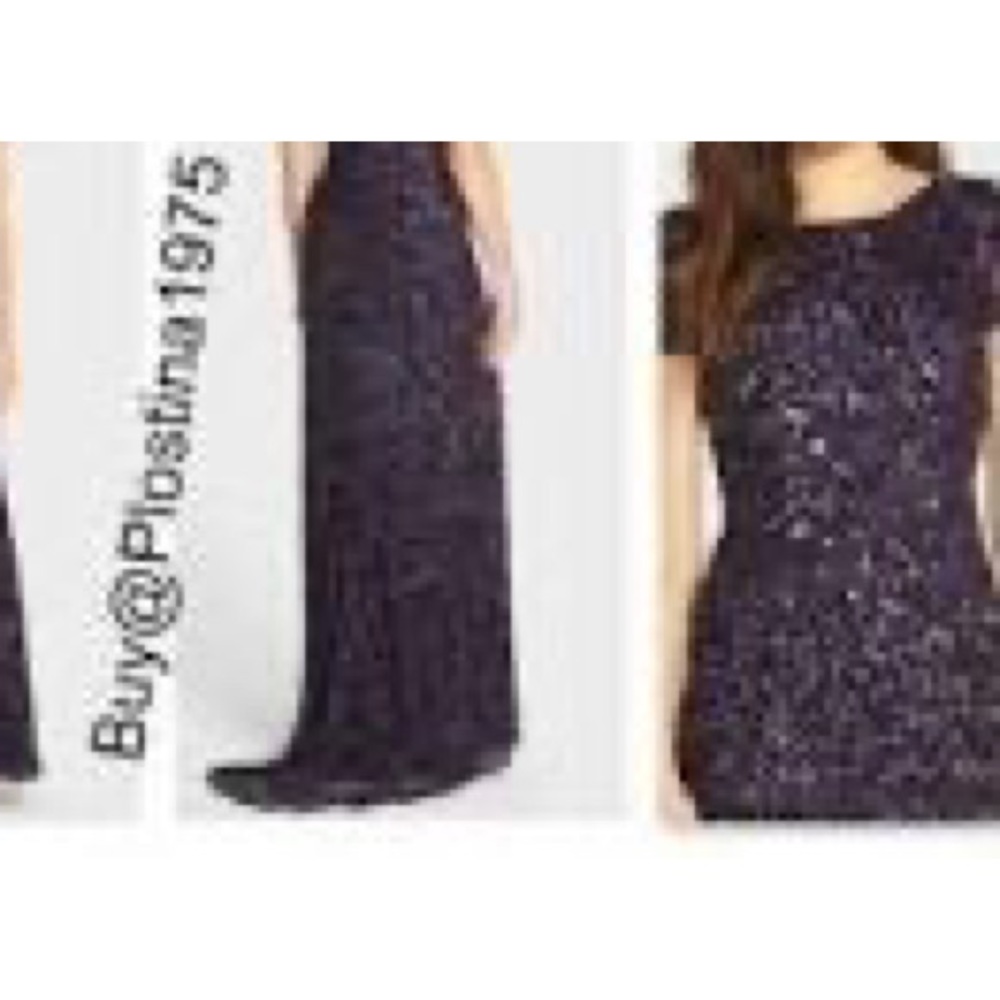 Adrianna Papell purple sequin evening gown